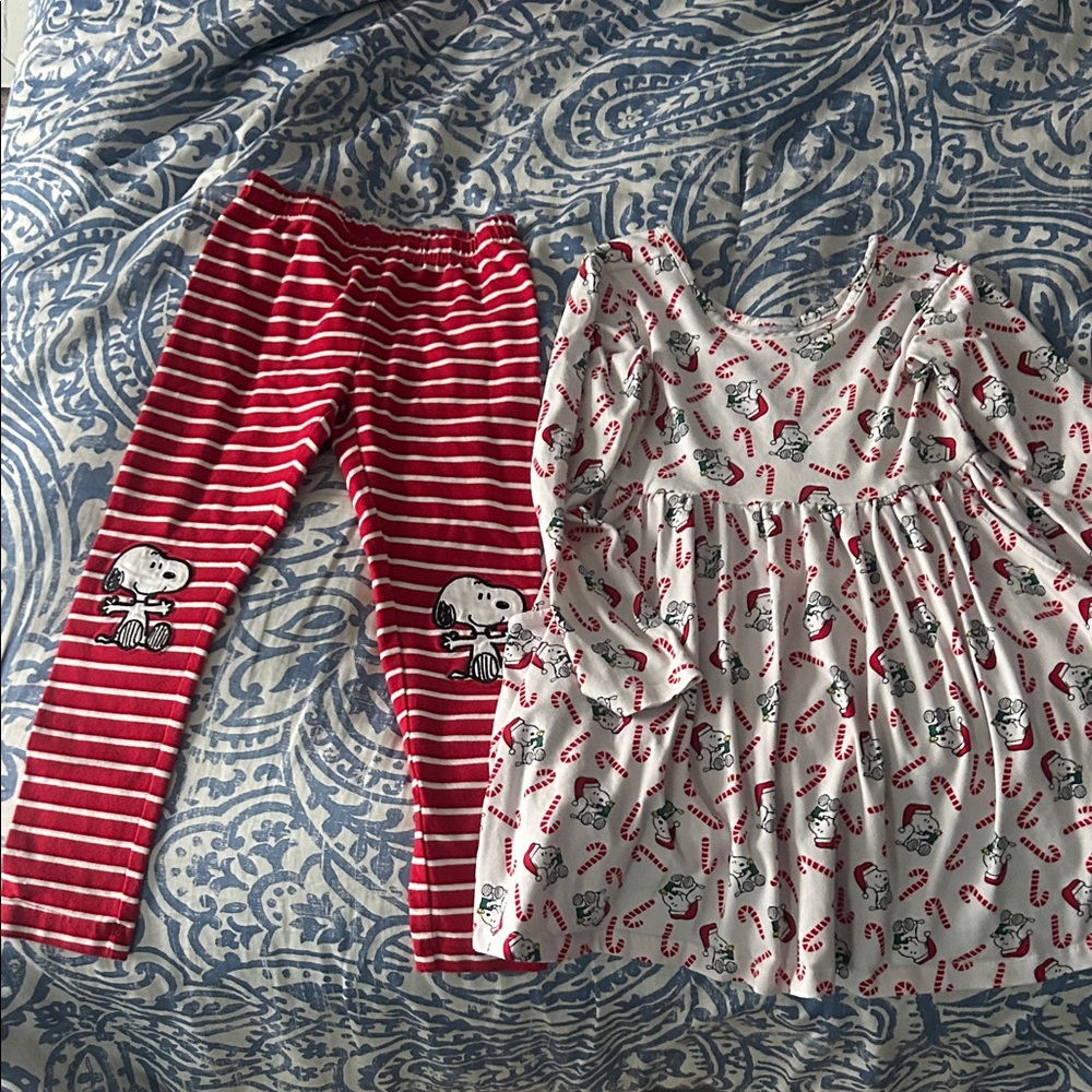 Hanna Andersson Snoopy Christmas Dress and Leggings set